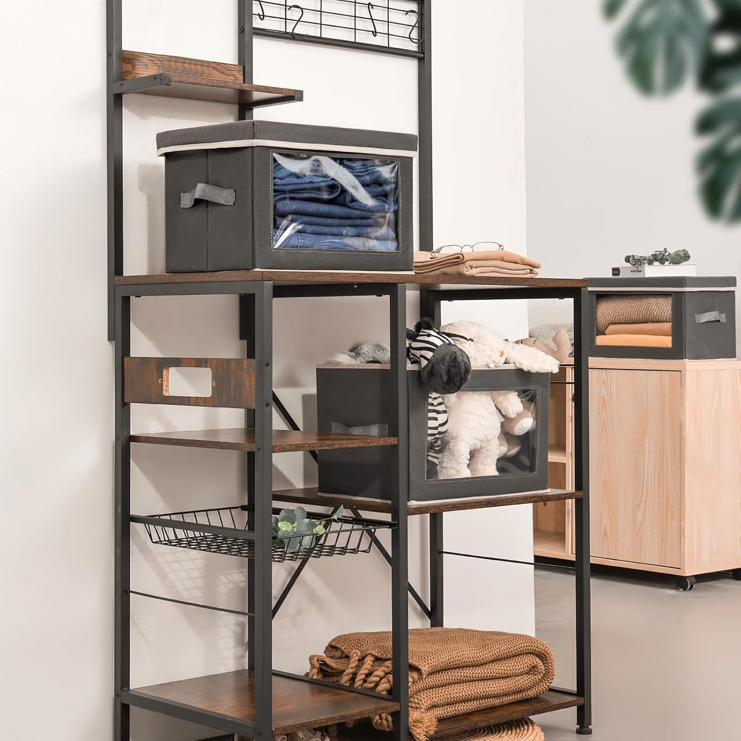 Homsorout Storage Bins with Lids - Fabric Storage Boxe with Window. Collapsible Closet Organizers with Handles. 3 Pack Decorative Bin. Home Cubes Baskets for Clothes. Hat. Books. Dark Grey - Image 4