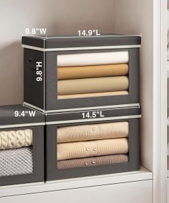 Alternative view of Homsorout Storage Bins with Lids - Fabric Storage Boxe with Window. Collapsible Closet Organizers with Handles. 3 Pack Decorative Bin. Home Cubes Baskets for Clothes. Hat. Books. Dark Grey